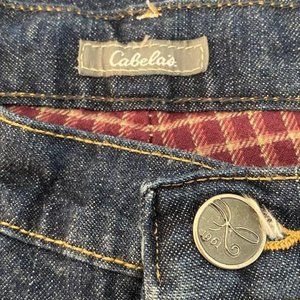 Cabela's Insulated Red Check Fleece Lined Jeans Womens Size 10 Regular Dark Blue